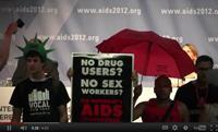 activists protest exclusion of drug users and sex workers (conference video at http://drogriporter.hu/en)