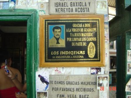 The shrine to narco-saint Jesus Malverde in Culiacan. (Phil Smith, Drug War Chronicle, 2008)