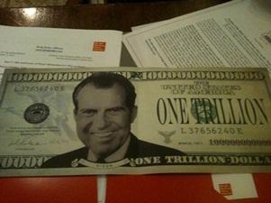Nixon $1 trillion bill for the drug war -- "this note has been spent in your name pursuing the failed war on drugs")